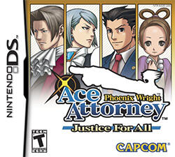 The DS cover for 'Ace Attorney: Justice For All'